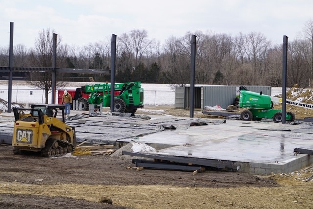 vertical beams of a new building